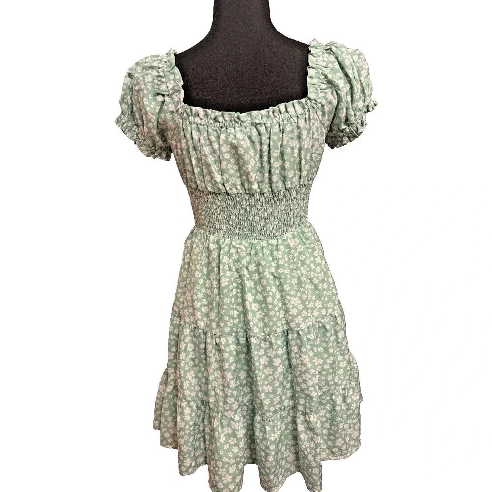 Princess Polly Dress Womens 6 Light Green Milkmaid Tiered Skirt - Picture 5 of 7